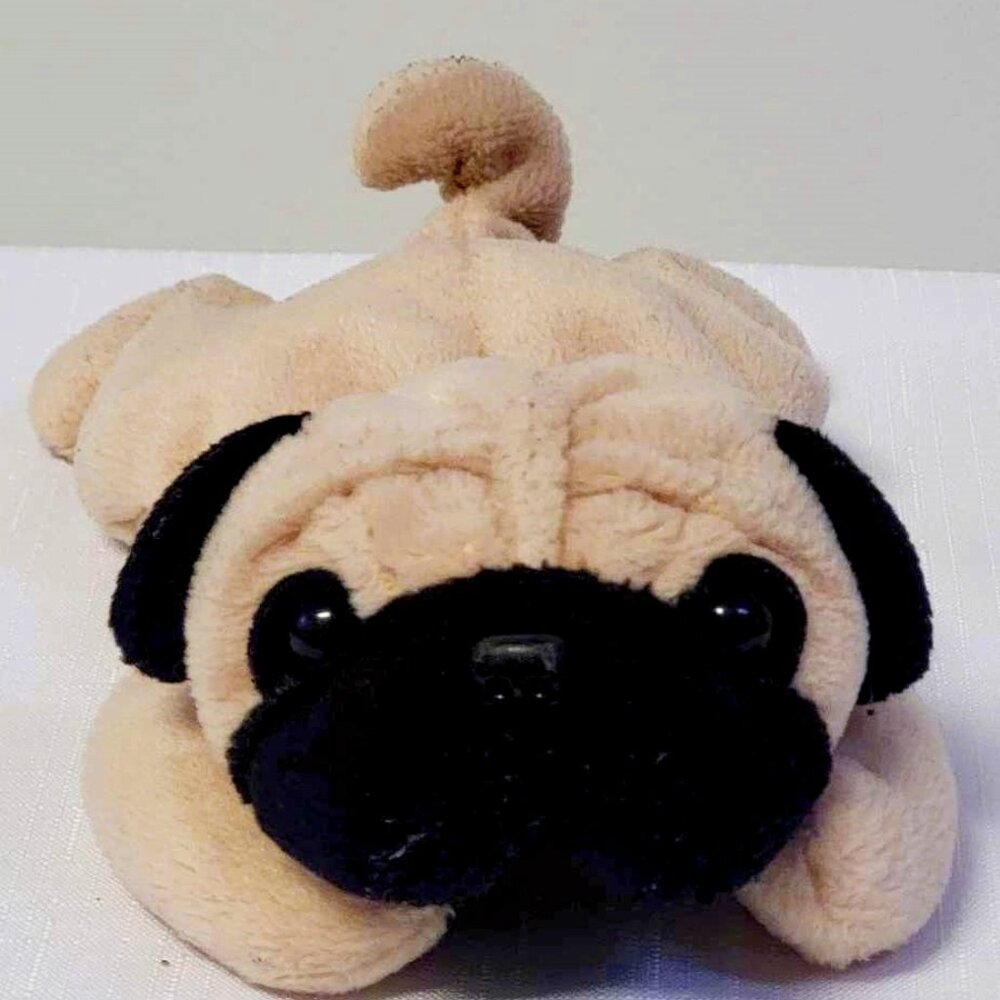Vintage TY Original Beanie Baby Pugsly the pug dog Plush stuffed animal  (1996)